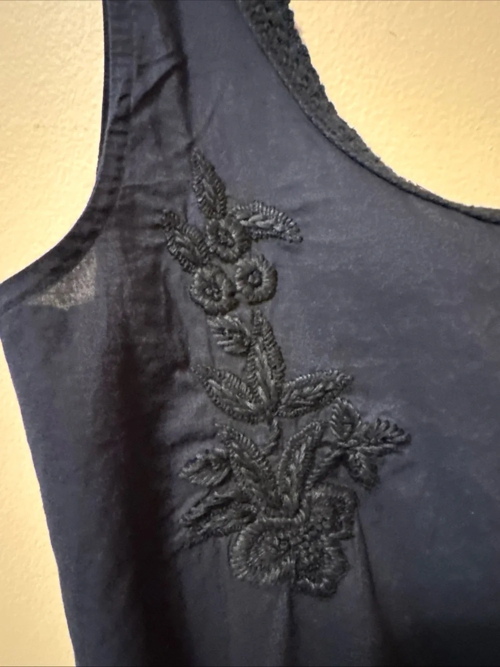 Pilyq Navy Sleeveless Embroidered Swim Coverup Romper
